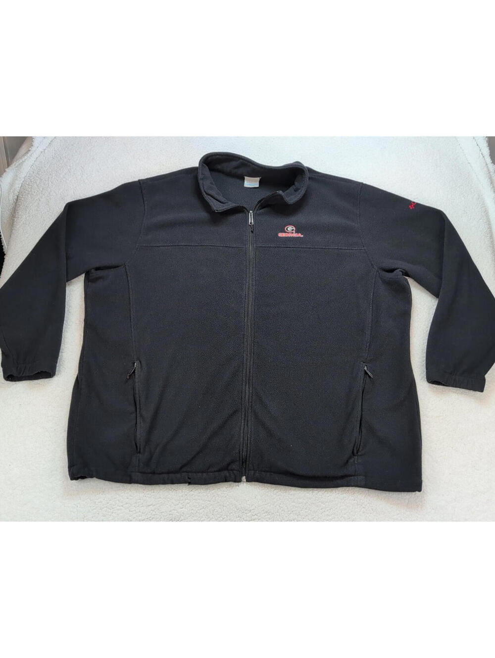 Columbia Fleece Jacket size 4XT Full Zip UGA Bulldogs Embroidered Black READ